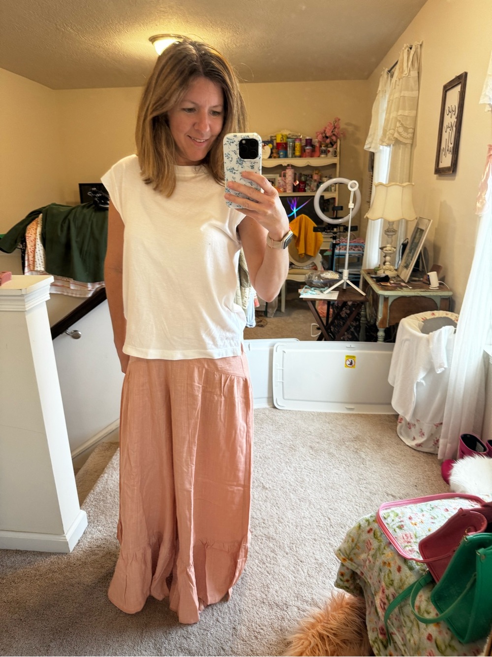 NWT New in Women's Peach wide leg flowy pants- Elegant Lightweight Flow